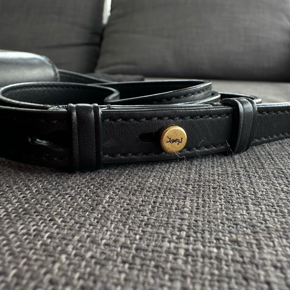 Yves Saint Laurent Black Crossbody Bag with Gold Logo - Picture 2 of 6